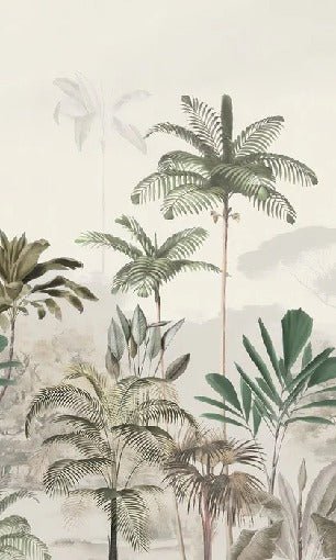 Panoramic jungle eden green wallpaper