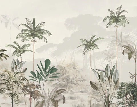 Panoramic jungle eden green wallpaper