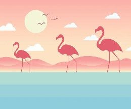 Papier peint enfant tropical flamant rose