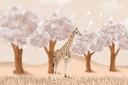 Papier peint chambre enfant Girafe dans la Savane, XXL, tendance
