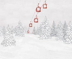 Papier peint montagne télécabine rouge, XXL, tendance