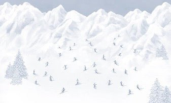 Papier peint montagne skieurs bleu, XXL, tendance