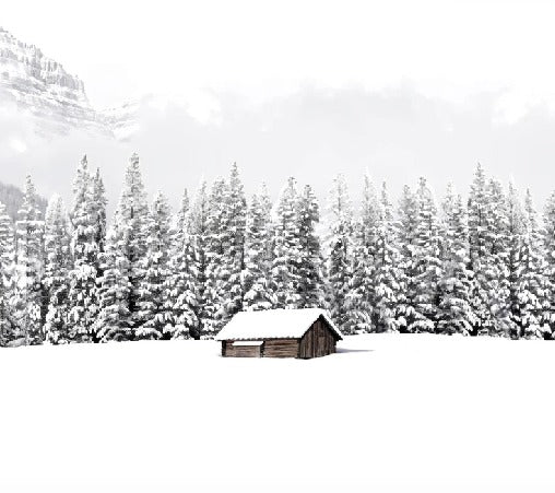 Panoramic mountain chalet wallpaper
