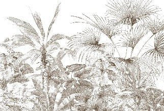 Papier peint tropical gravure monochrome, XXL, tendance