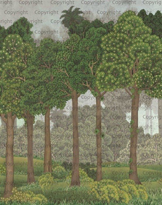 Large trees illustrated wallpaper