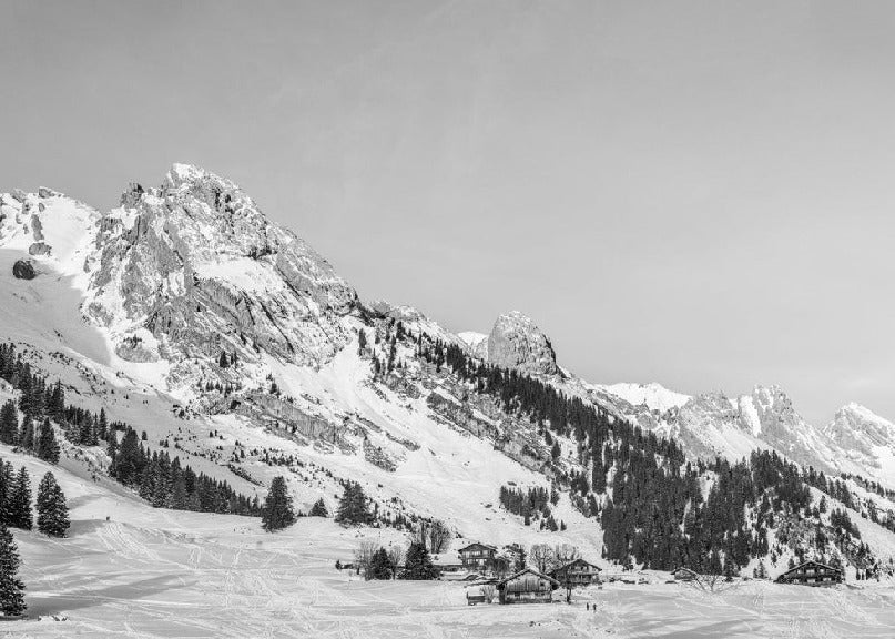 Panoramic alpine chalet wallpaper