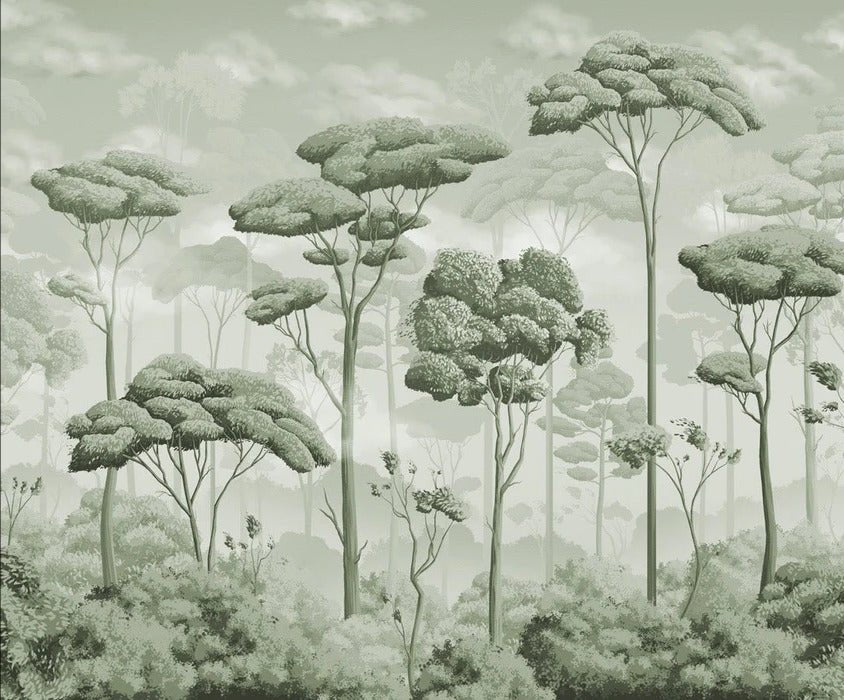 Papier peint panoramique pinède volupté vert, XXL, tendance