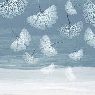 Papier peint salle de bain japandi blue gingko