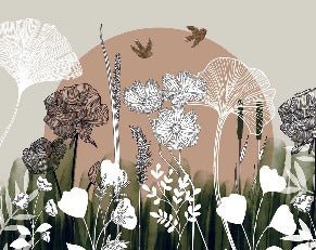 Papier peint panoramique illustration florale