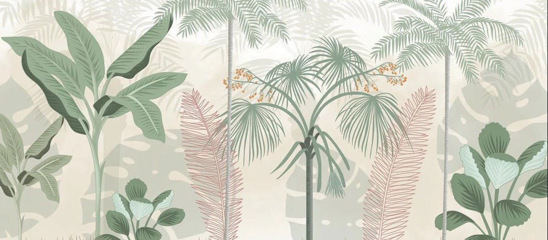 Papier peint panoramique jungle pastel, XXL, tendance