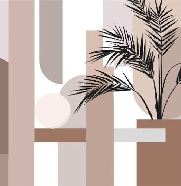 Panoramic geometric terracotta wallpaper