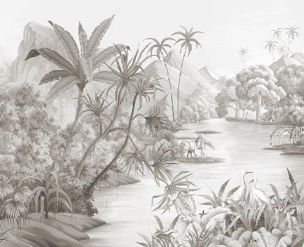 Picturesque jungle panoramic wallpaper