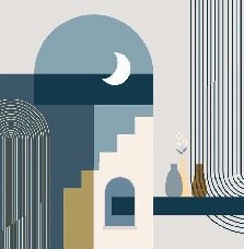 Papier peint arche bleu graphique, XXL, tendance