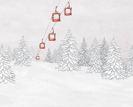 Papier peint montagne télécabine rouge