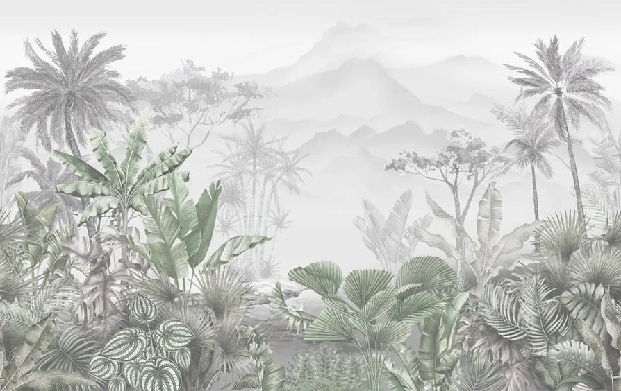 Papier peint tendance tropical vert, XXL, tendance