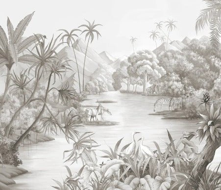 Papier peint panoramique jungle pittoresque