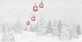 Papier peint montagne télécabine rouge