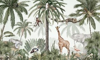 Papier peint enfant jungle paisible, XXL, tendance