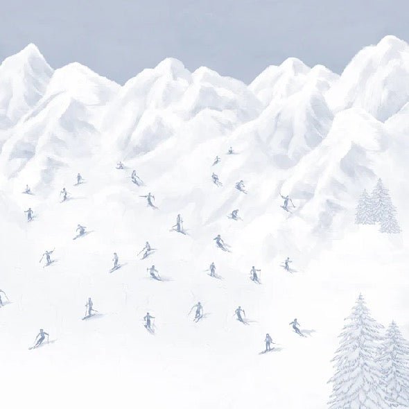 Papier peint montagne skieurs BLEU, XXL, tendance