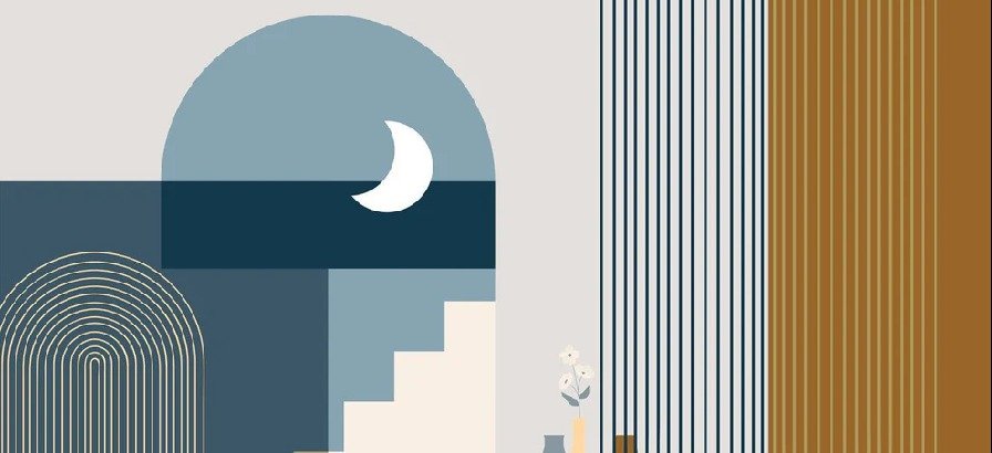 Papier peint arche bleu graphique, XXL, tendance