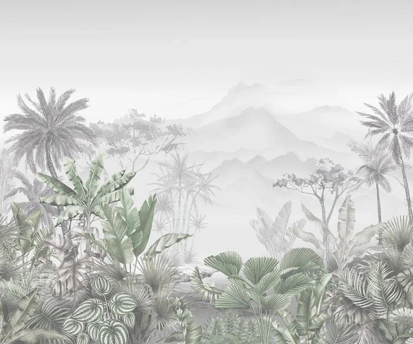 Papier peint tendance tropical vert