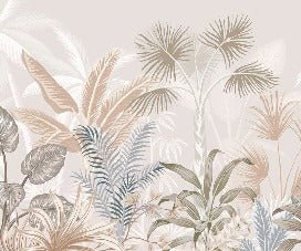 Panoramic terracotta jungle wallpaper