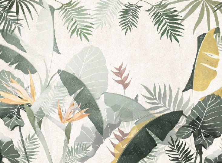 Papier peint sur mesure végétal vert jaune, XXL, tendance