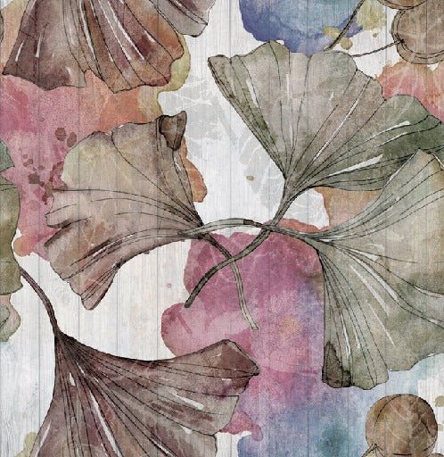 Papier peint salle de bain ginkgo Japon Zen