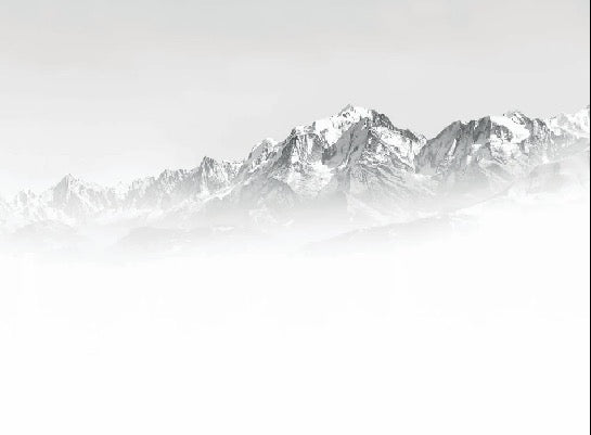 Papier peint Mont Blanc dans la brume noir et blanc, XXL, tendance
