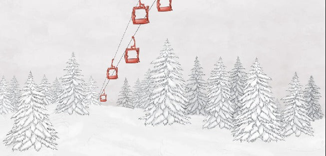 Papier peint montagne télécabine rouge, XXL, tendance