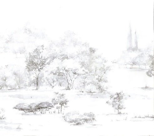 Watercolor pine forest wallpaper