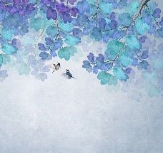 Papier peint feuille bleu