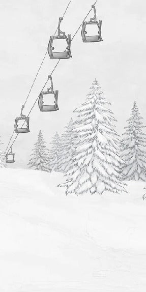 Papier peint montagne télécabine noir & blanc