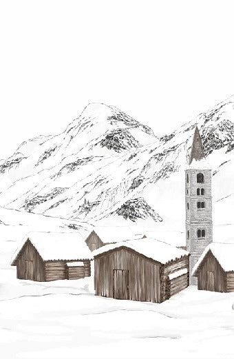 Papier peint village val d'Isère, XXL, tendance