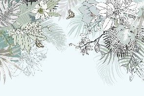 Papier peint tendance nature plante vert d'eau