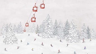 Papier peint télécabine skieurs colorés, XXL, tendance