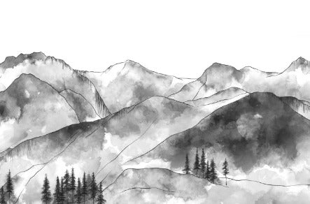 Papier peint montagne chaine des Aravis noir et blanc