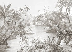 Picturesque jungle panoramic wallpaper