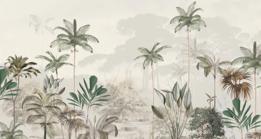 Papier peint panoramique jungle eden vert