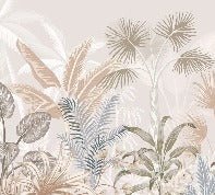 Panoramic terracotta jungle wallpaper