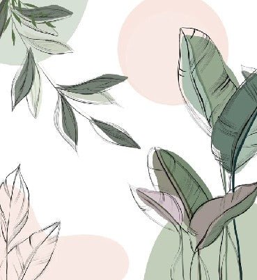 Papier peint panoramique végétal graphique vert, XXL, tendance