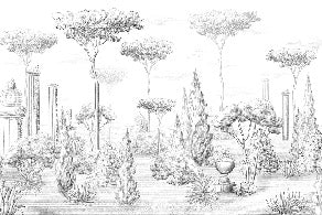 Papier peint style romain pinède, XXL, tendance