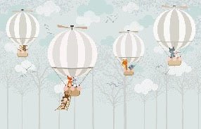 Papier peint enfant nordique montgolfière