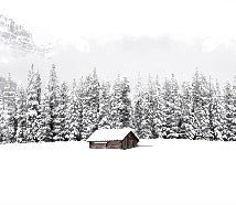 Papier peint panoramique chalet en montagne, XXL, tendance