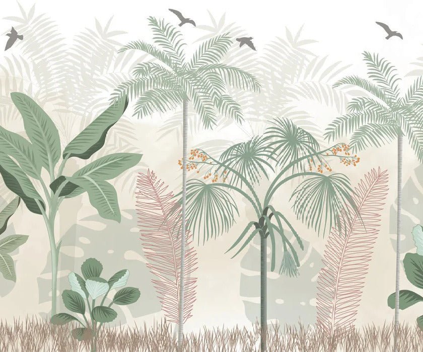 Papier peint panoramique jungle pastel