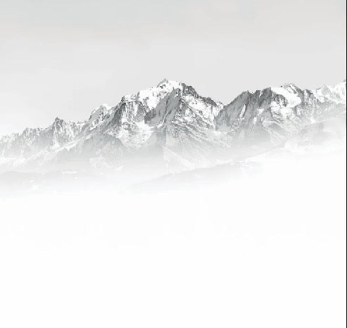 Papier peint Mont Blanc dans la brume noir et blanc, XXL, tendance