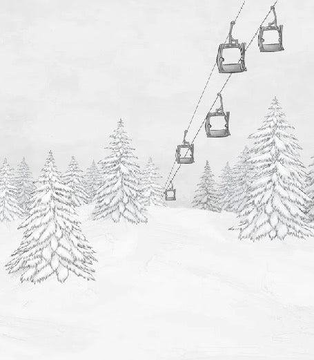 Papier peint montagne télécabine noir & blanc