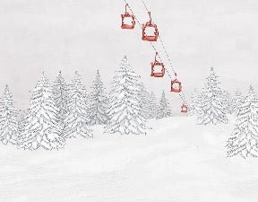 Papier peint montagne télécabine rouge, XXL, tendance