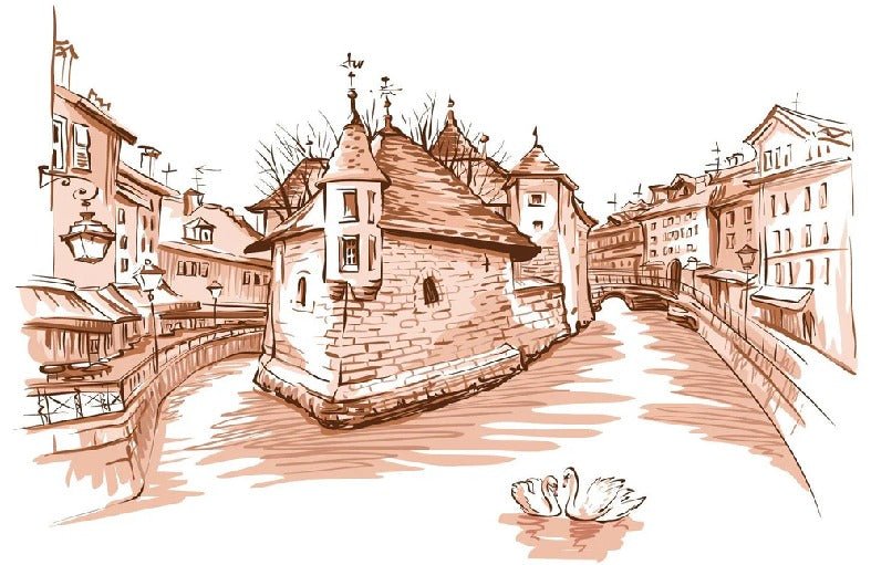 Papier peint Venise des Alpes terracotta, XXL, tendance