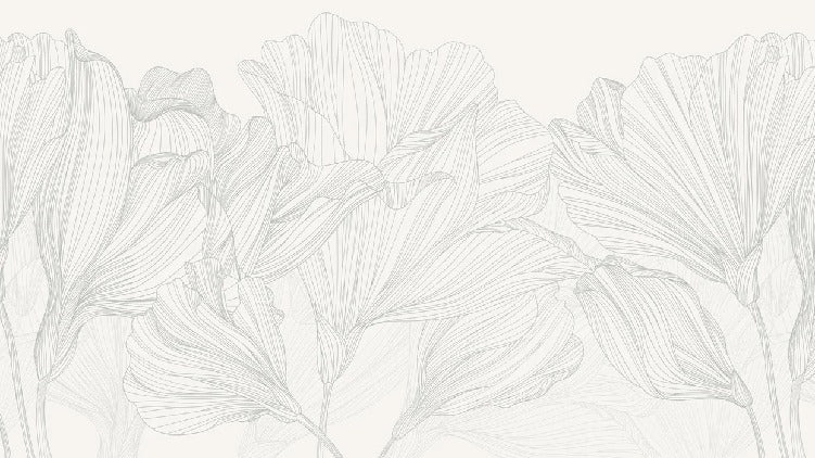 Panoramic wallpaper grey and white waltz of flowers